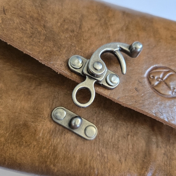 Custom/handmade full grain leather wood crossbody purse golden chain strap - Picture 6 of 14